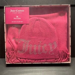 Juicy Couture Vibrant Pink Beanie & Scarf Set, NWT